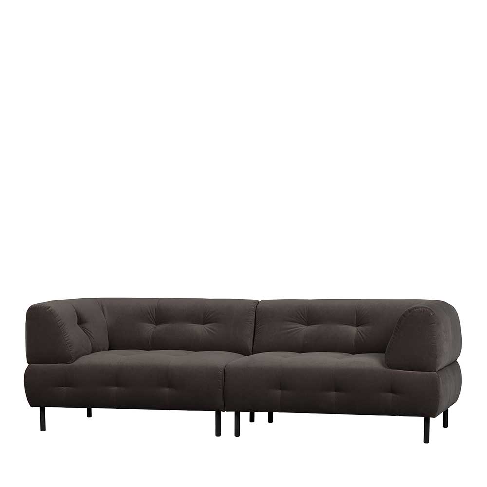 Moderne Couch Lena in Graubraun mit Fußgestell aus Metall