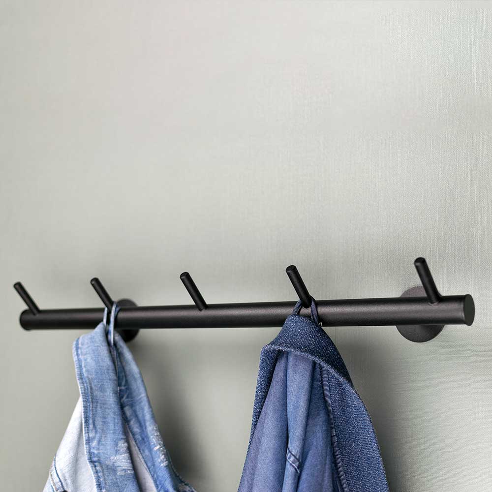 Garderobenhaken Maggy in Schwarz aus Stahl 55 cm breit