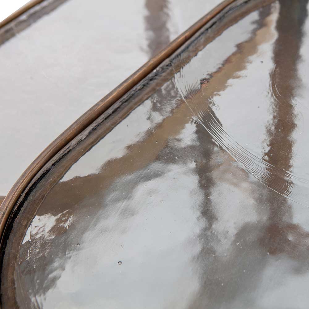 Beistelltisch Set Sinan mit ovaler Tischplatte aus Glas (zweiteilig)