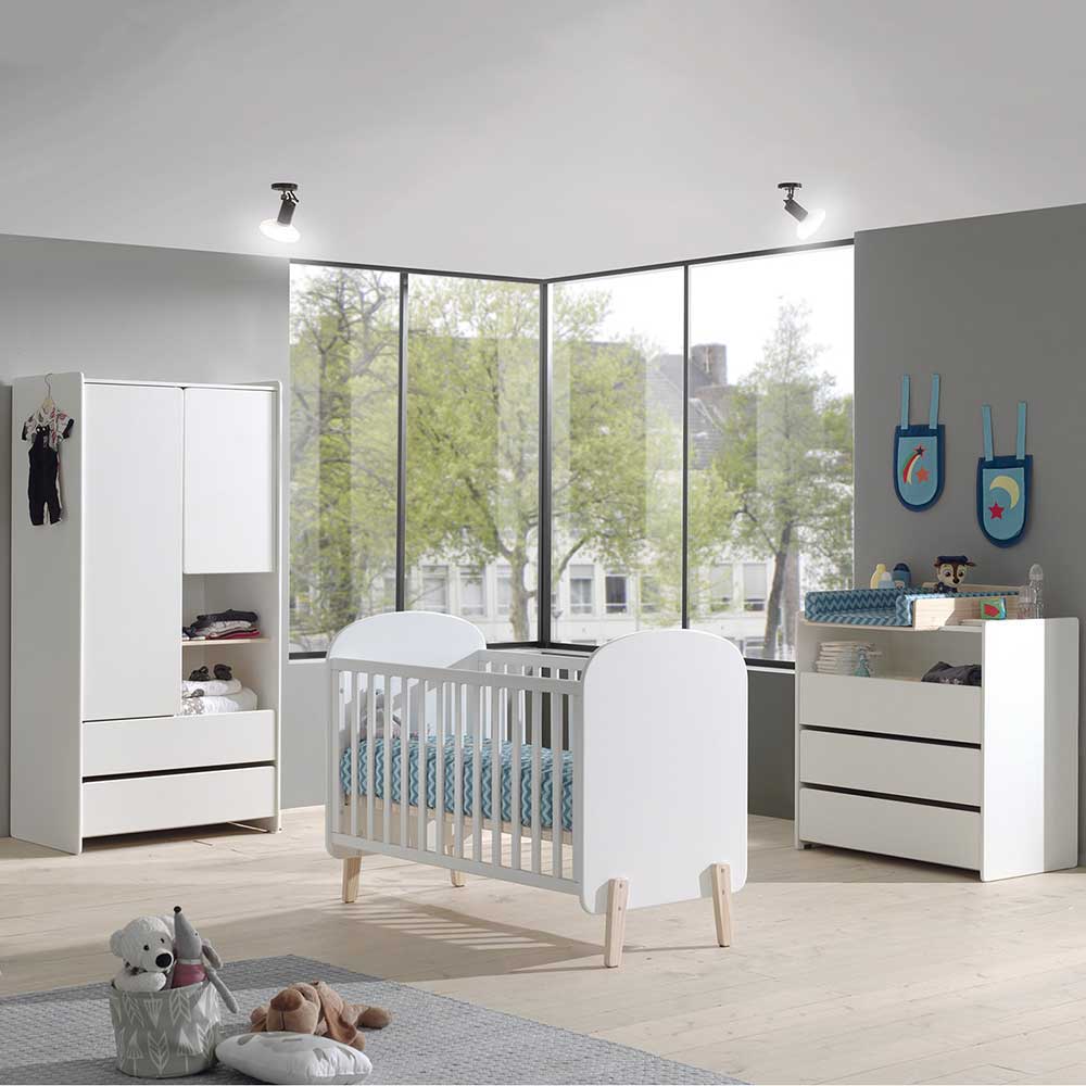 Babyzimmer Kleiderschrank Iliana in Weiß 180 cm hoch