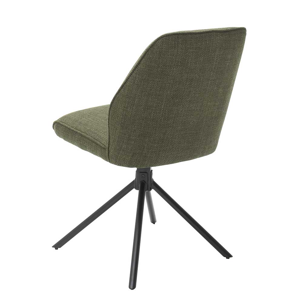 2 Stühle Kerneta in Oliv Grün mit drehbarem Gestell aus Metall (2er Set)