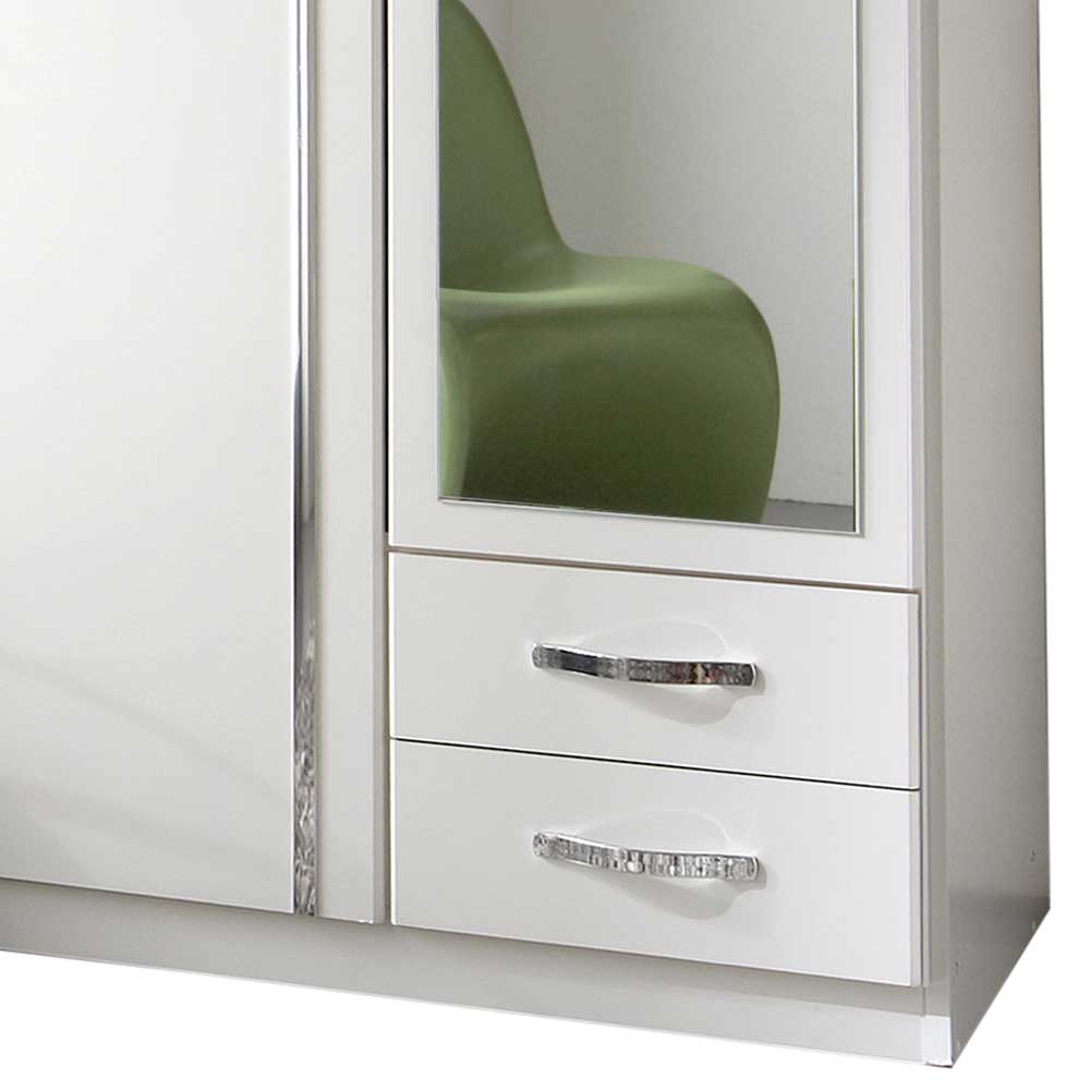 Weißer Jugendkleiderschrank Alkatar mit Spiegeltür und zwei Schubladen