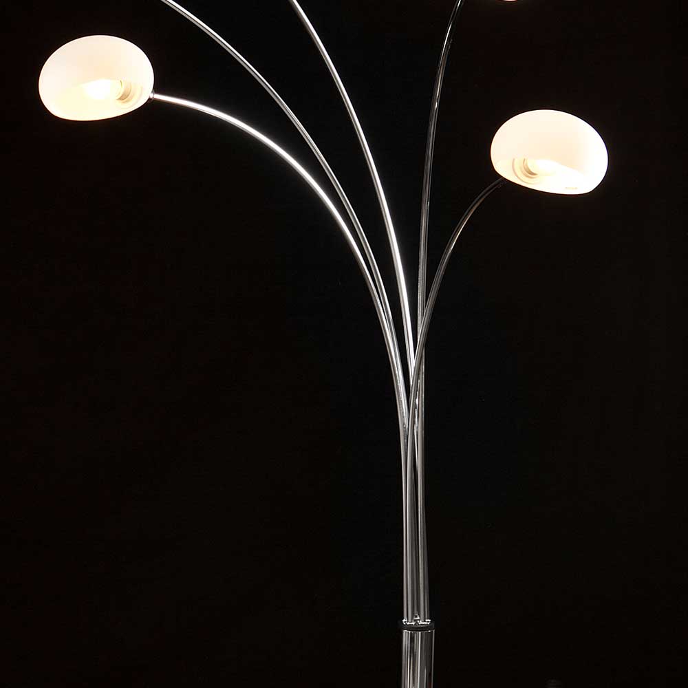 Design Stehleuchte Uxena in Weiß und Silberfarben 5-flammig