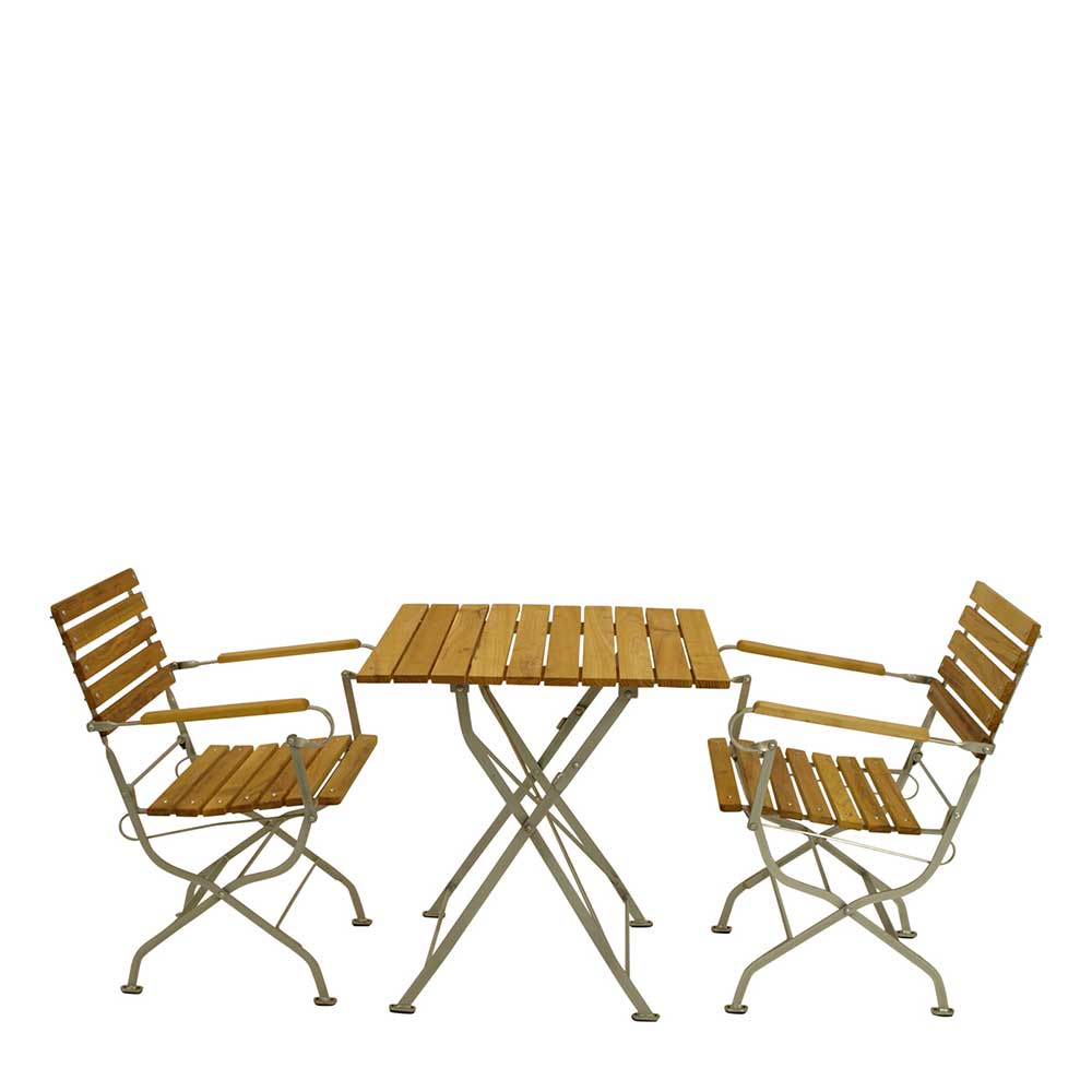 Sitzgruppe für Garten Runcorn aus Robinienholz und verzinktem Stahl (dreiteilig)
