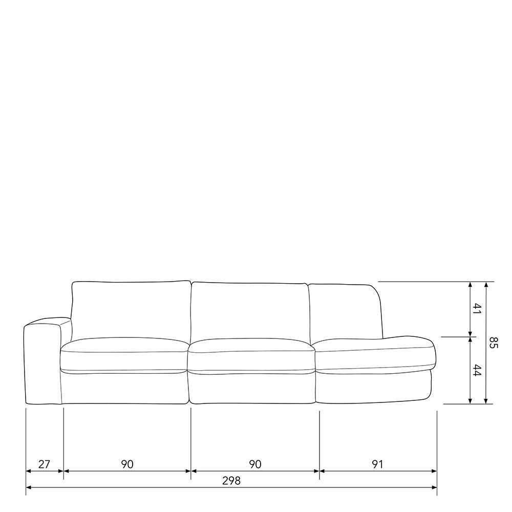 Rosa Modulsofa Kombination Finicion mit 44 cm Sitzhöhe 298 cm breit