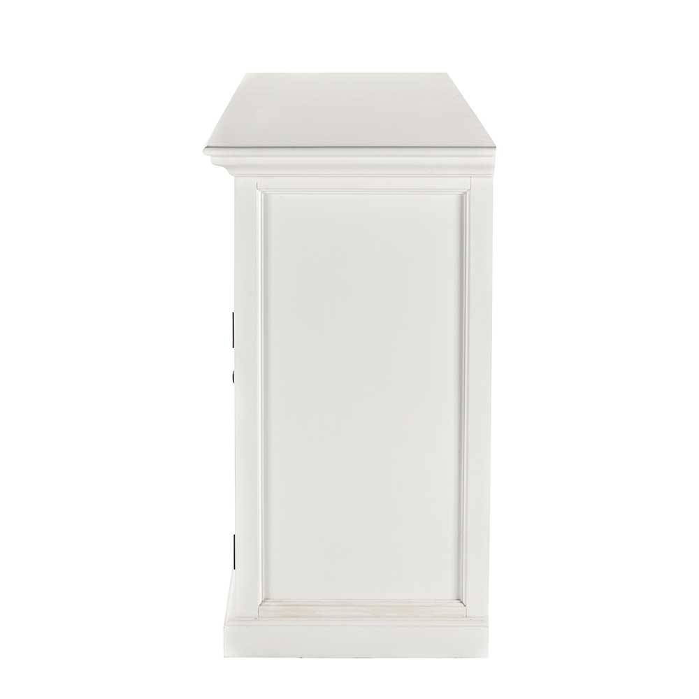 Weißes Sideboard Montea im Landhausstil mit vier Schubladen und Türen