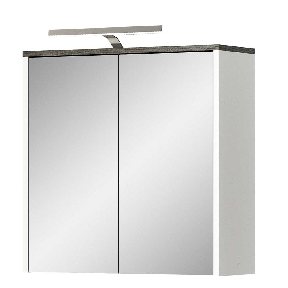 Badezimmer Spiegelschrank Quartia in Rauchsilber und Weiß 60 cm breit