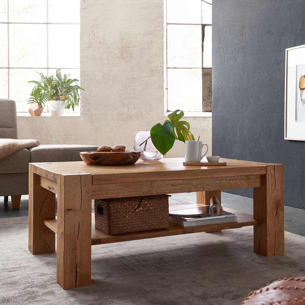 Sofa Tisch Lapcassa aus Wildeiche Massivholz 45 cm hoch