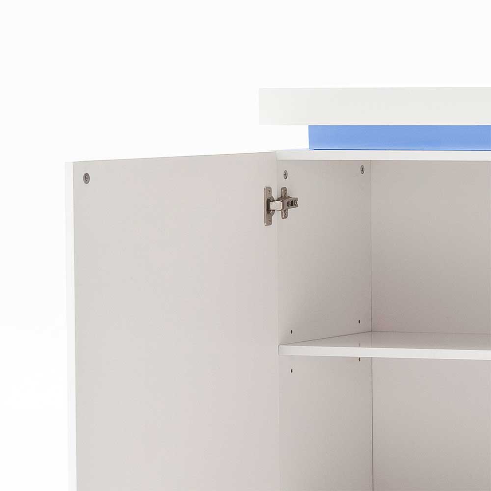 Wohnzimmer Sideboard Coozia in Weiß Hochglanz mit Farbwechsel Beleuchtung
