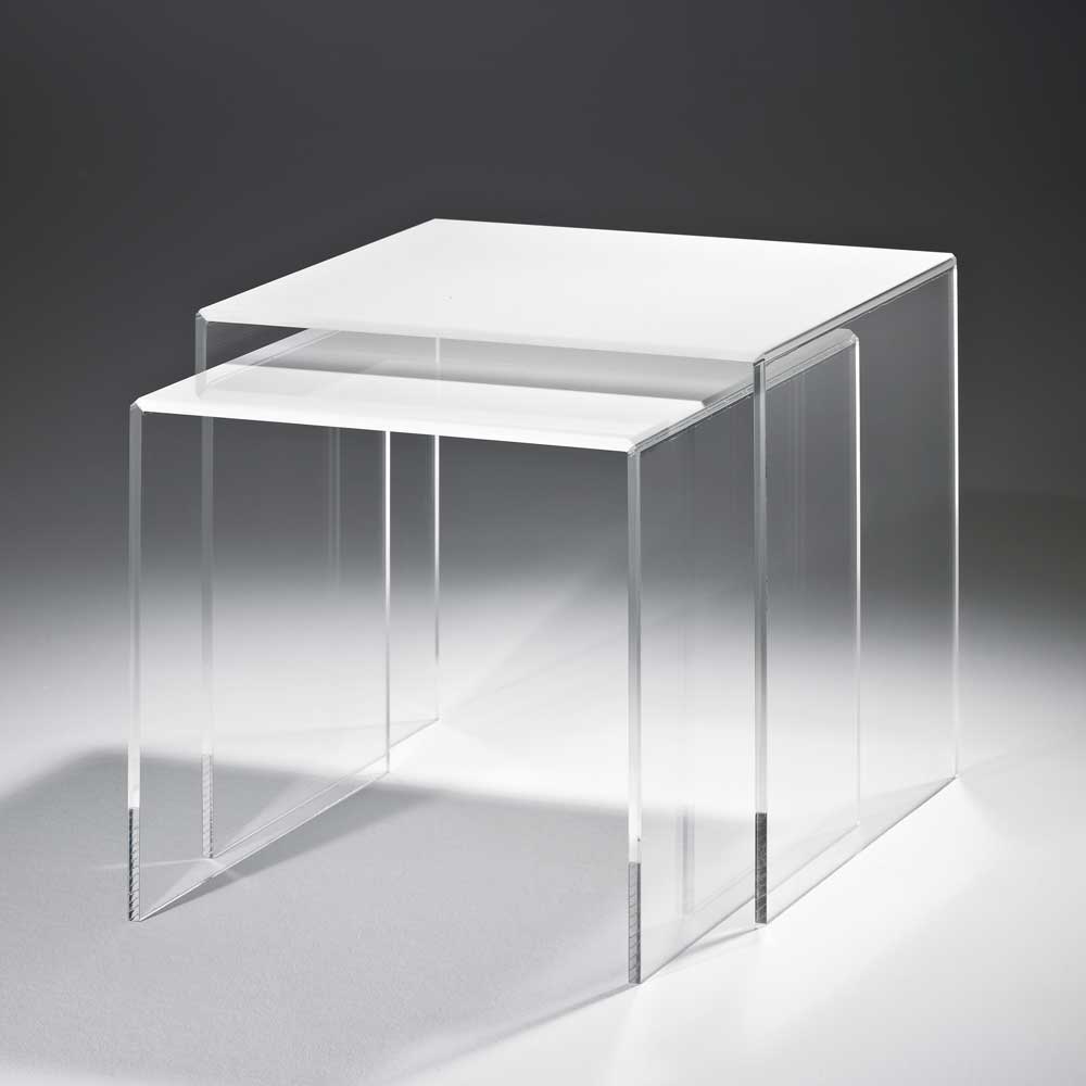 Zweisatztisch Zeilo aus Acrylglas Weiß (zweiteilig)