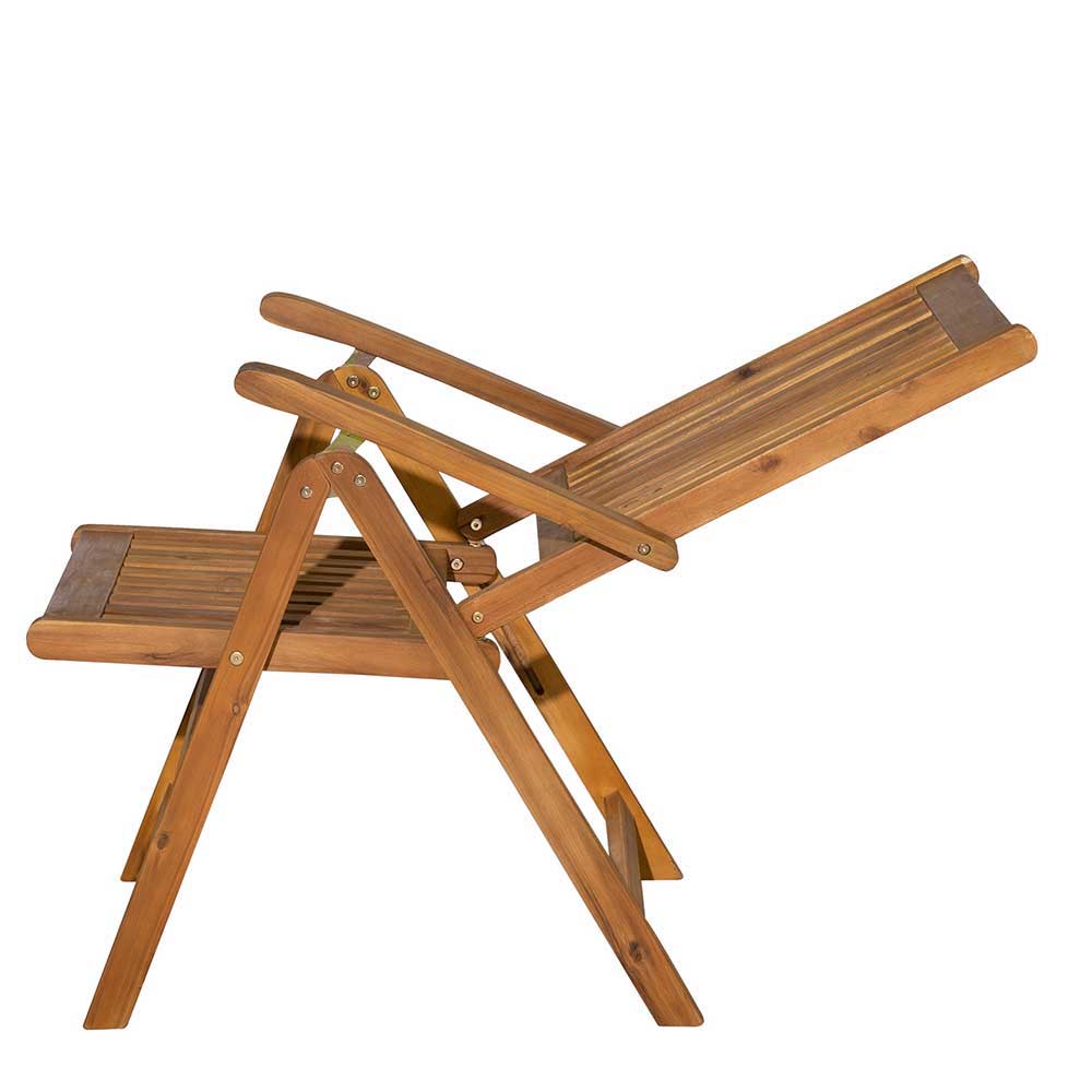 Outdoor Möbel Alveria aus Akazie Massivholz mit Bank und Klappstühlen (vierteilig)
