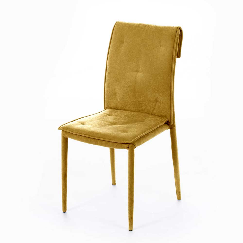 Design Esstisch Stühle Calobra in Gelb komplett bezogen (4er Set)