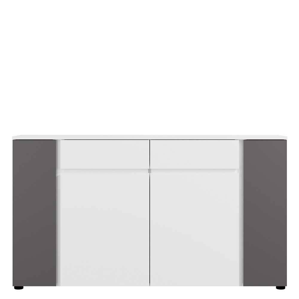 Sideboard Zyrie in Weiß und Anthrazit mit zwei Schubladen
