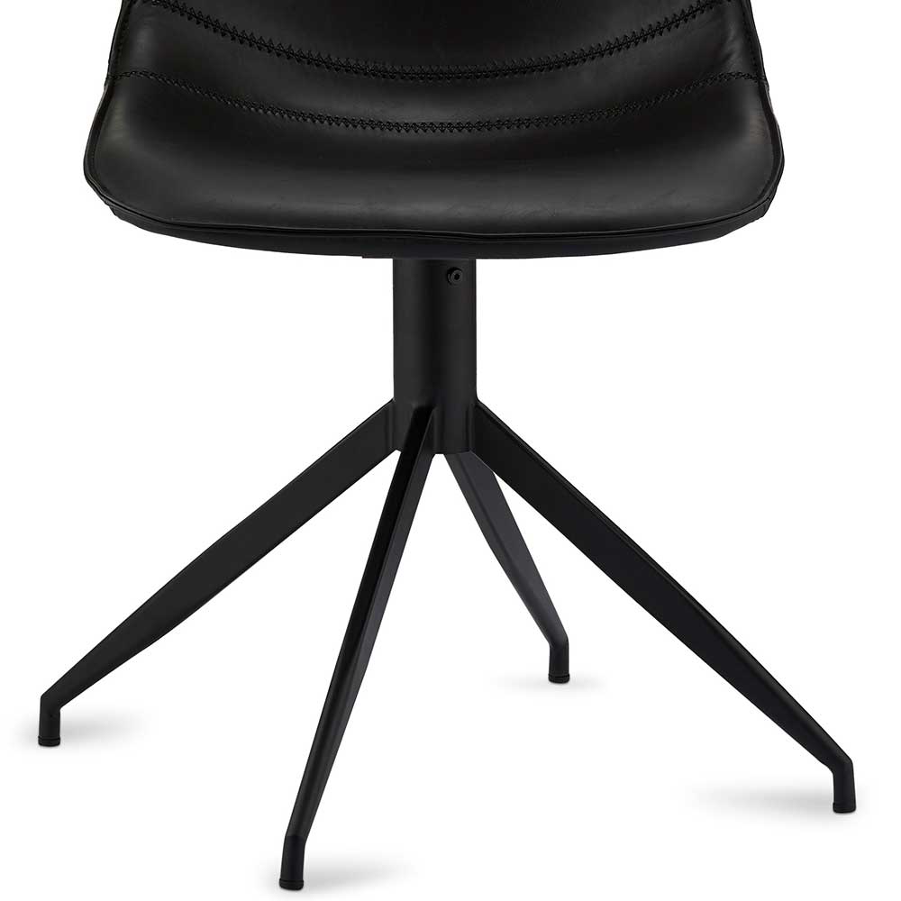 Esstisch Stühle Hedwa aus Kunstleder Schwarz mit Metallgestell (2er Set)