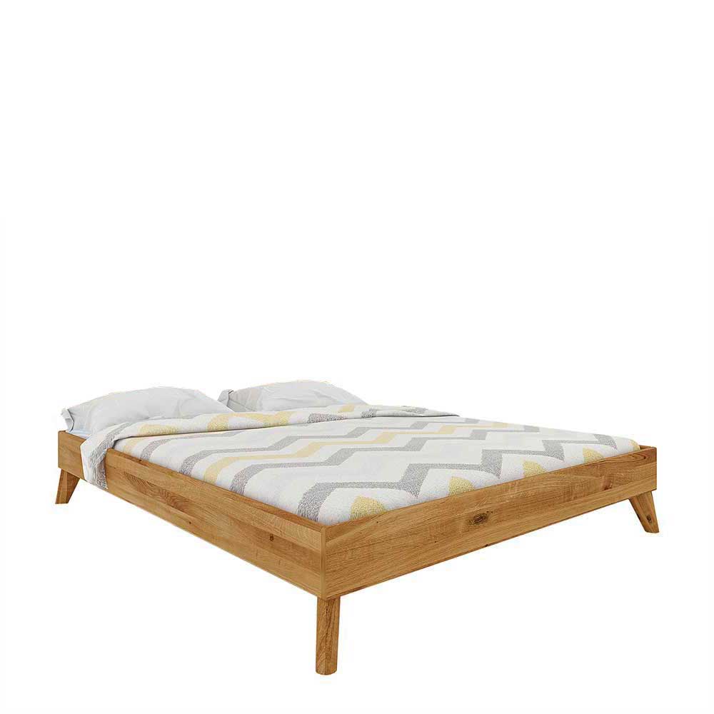Tiefes Bett Vinial aus Wildeiche Massivholz ohne Kopfteil