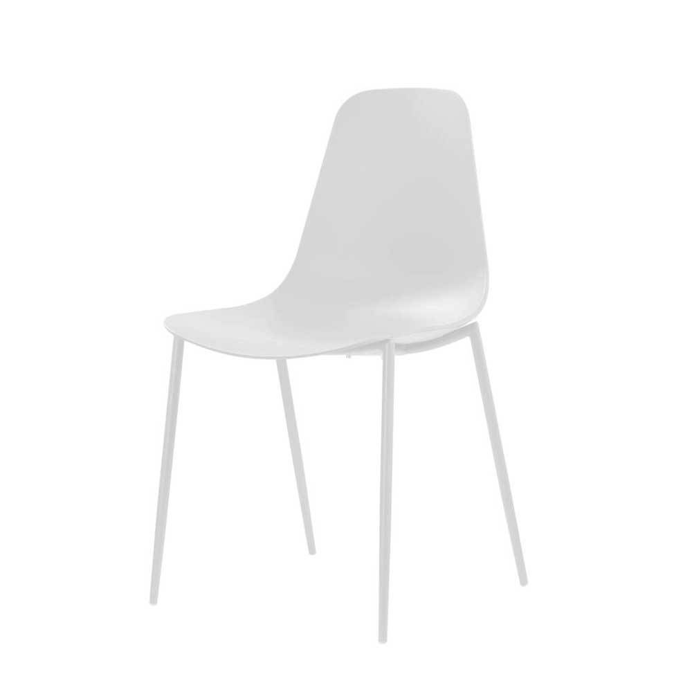 Weiße Stühle Bondoville mit Metallgestell und Sitz aus Kunststoff (4er Set)