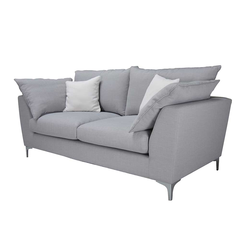 Modernes Sofa Pravin in Blaugrau mit Vierfußgestell aus Metall