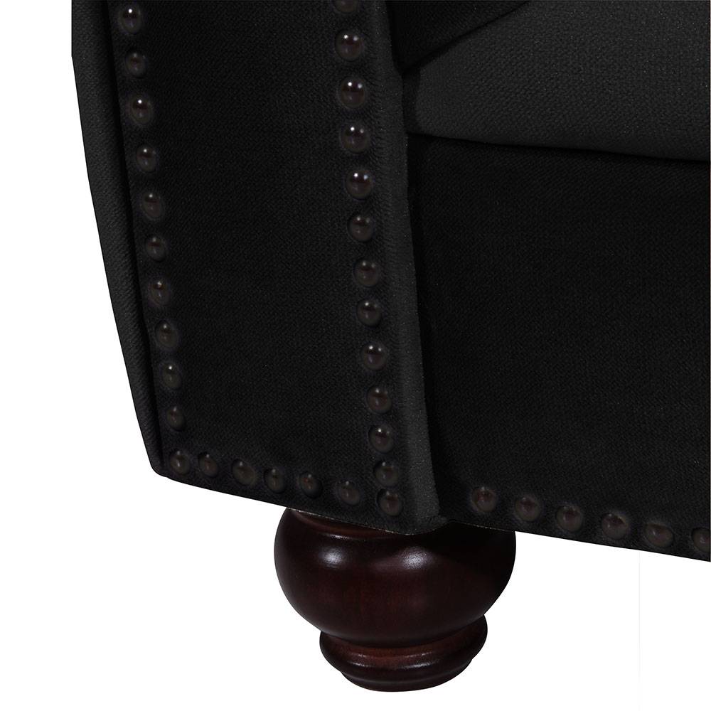 Schwarzer Chesterfield Sessel Noele aus Samtvelours 135 cm breit