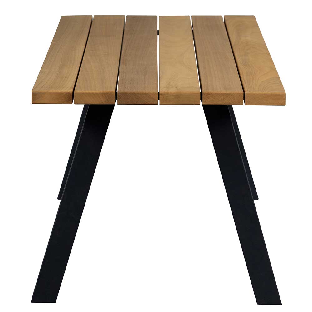 In- und Outdoor Tisch Ginko aus Abachi Holz und Metall