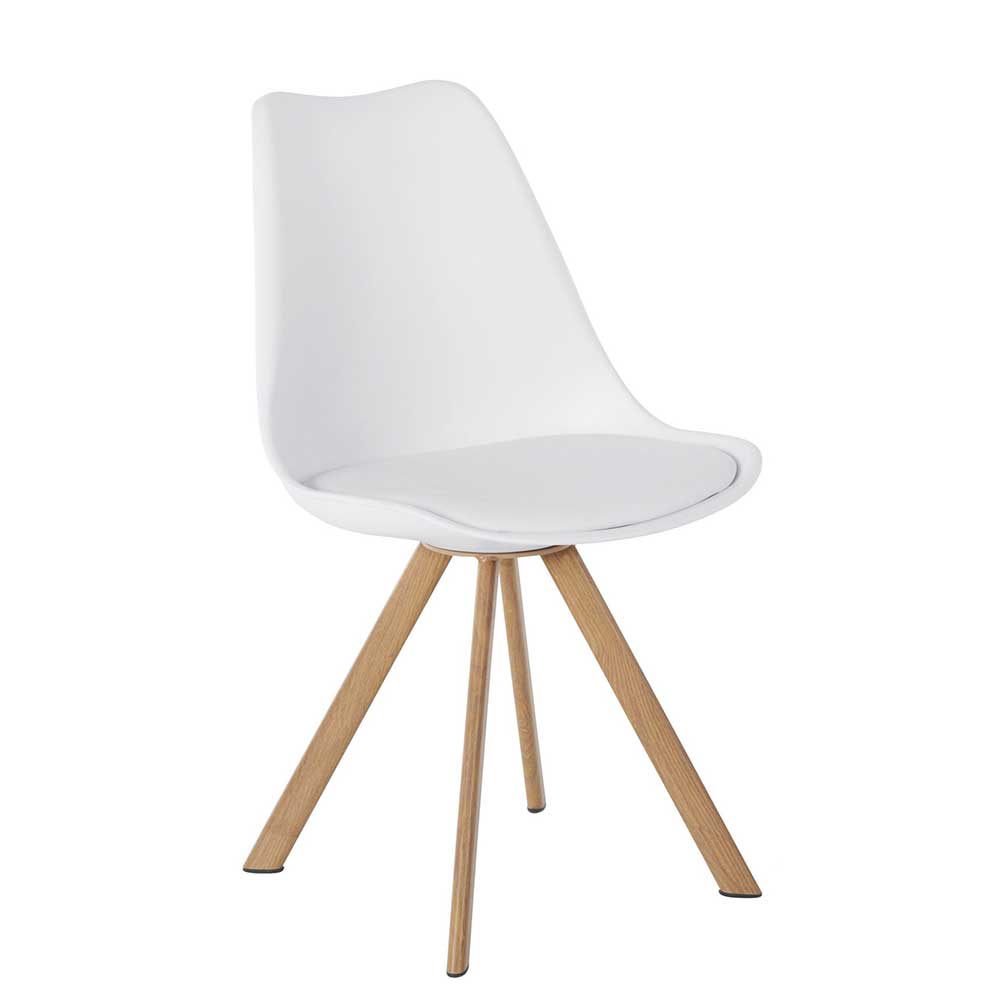 Esszimmer Stühle Tzunara in Weiß und Eichefarben im Skandi Design (2er Set)