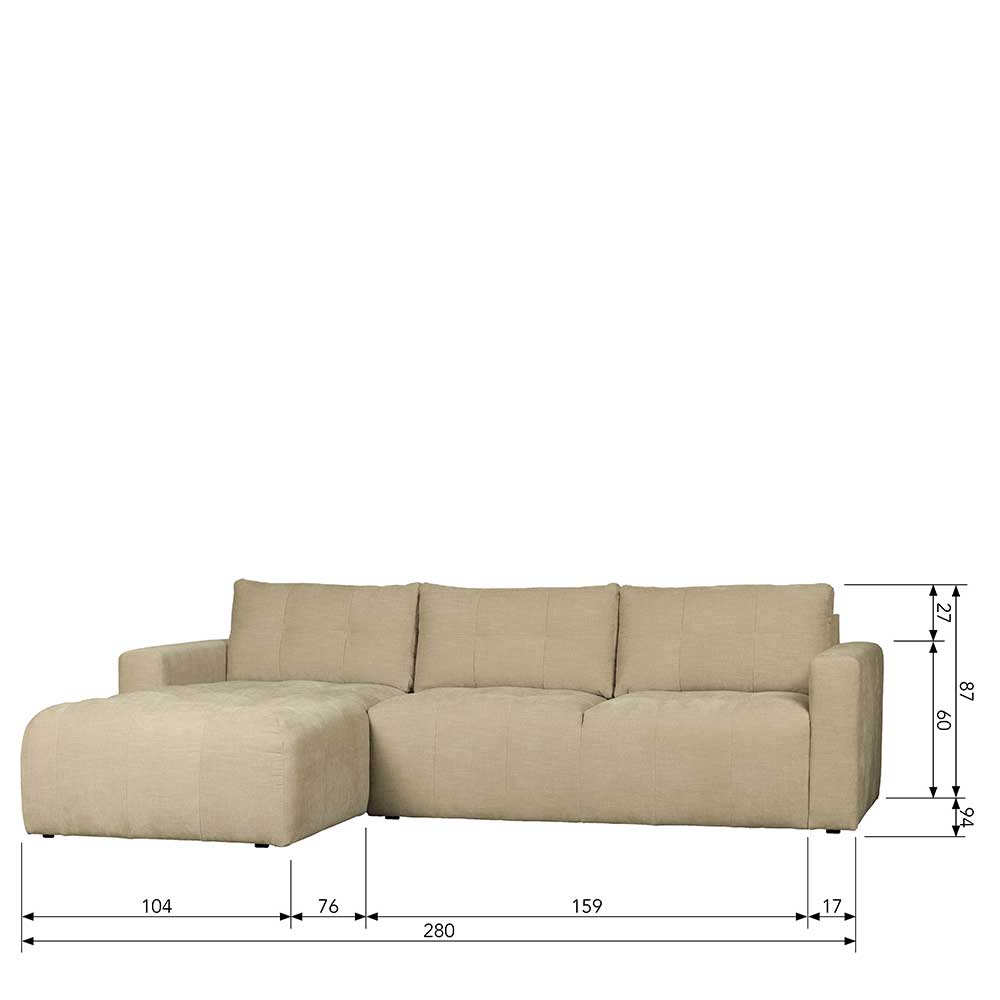 Beige Sofa Eckgarnitur Matrida mit Armlehnen und drei Sitzplätzen