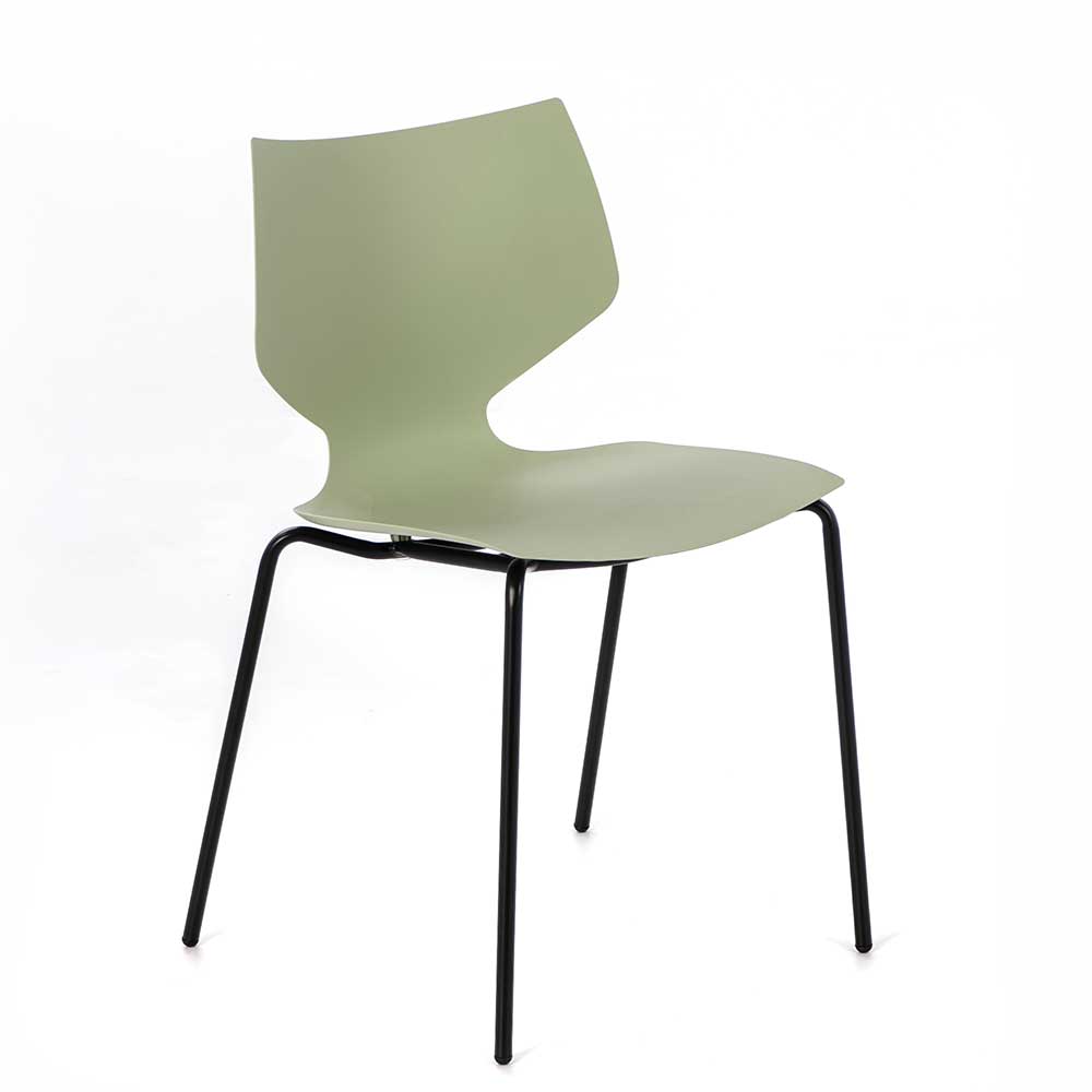 Esstisch Stühle Chiosma in Hellgrün Kunststoff mit Metallgestell (4er Set)