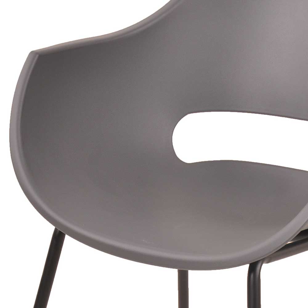 Armlehnenstühle Chessna in Grau Kunststoff mit Metallgestell (2er Set)