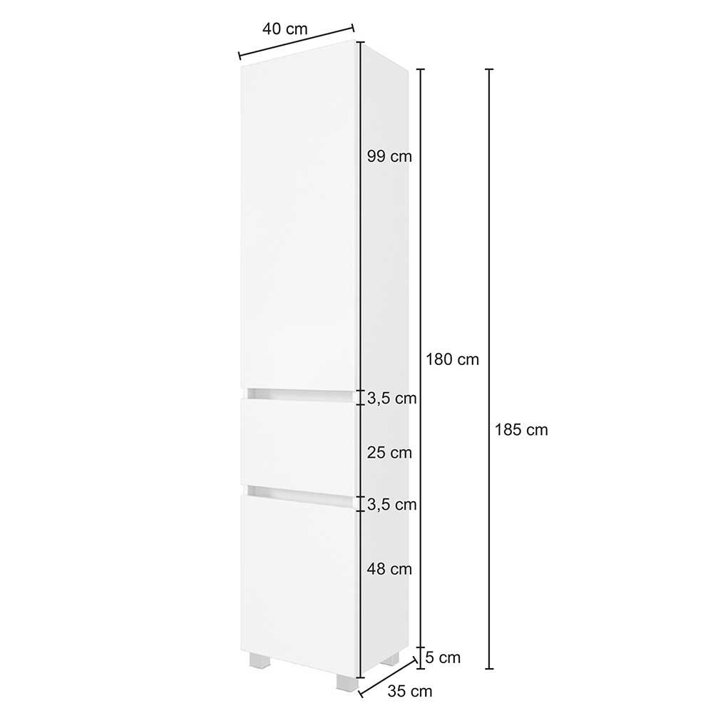 Weißer Hochschrank Varison für Bad 185 cm hoch