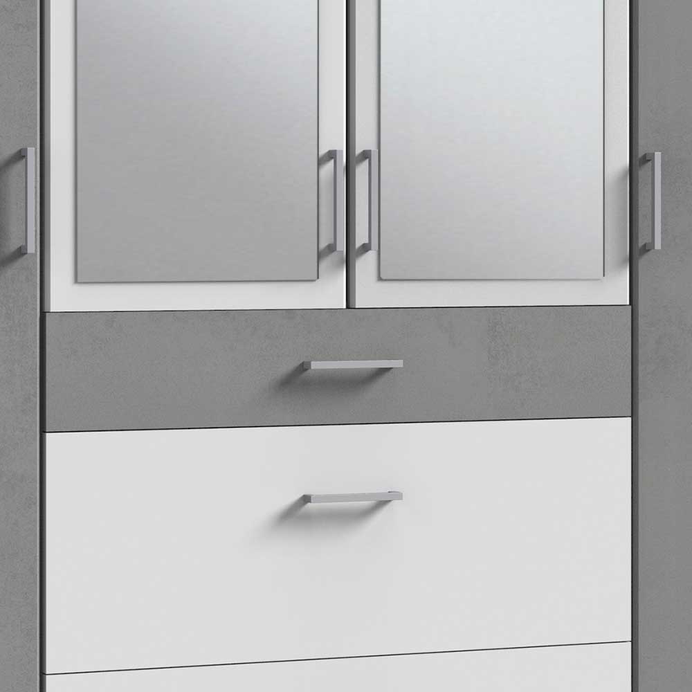 Moderner Kleiderschrank Lentina mit Spiegeltüren und drei Schubladen