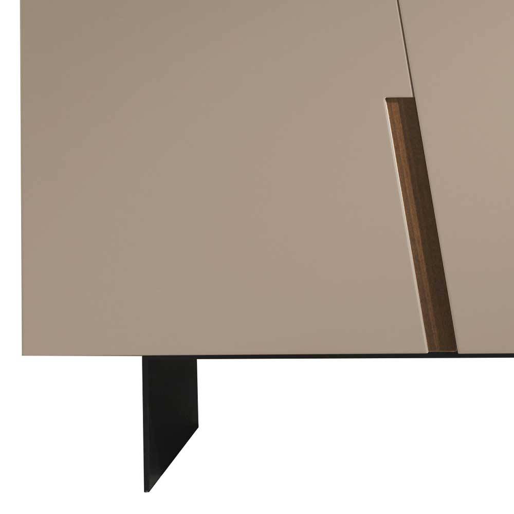 Premium Sideboard Lydija in Taupe und Teakfarben mit Metall Wangengestell