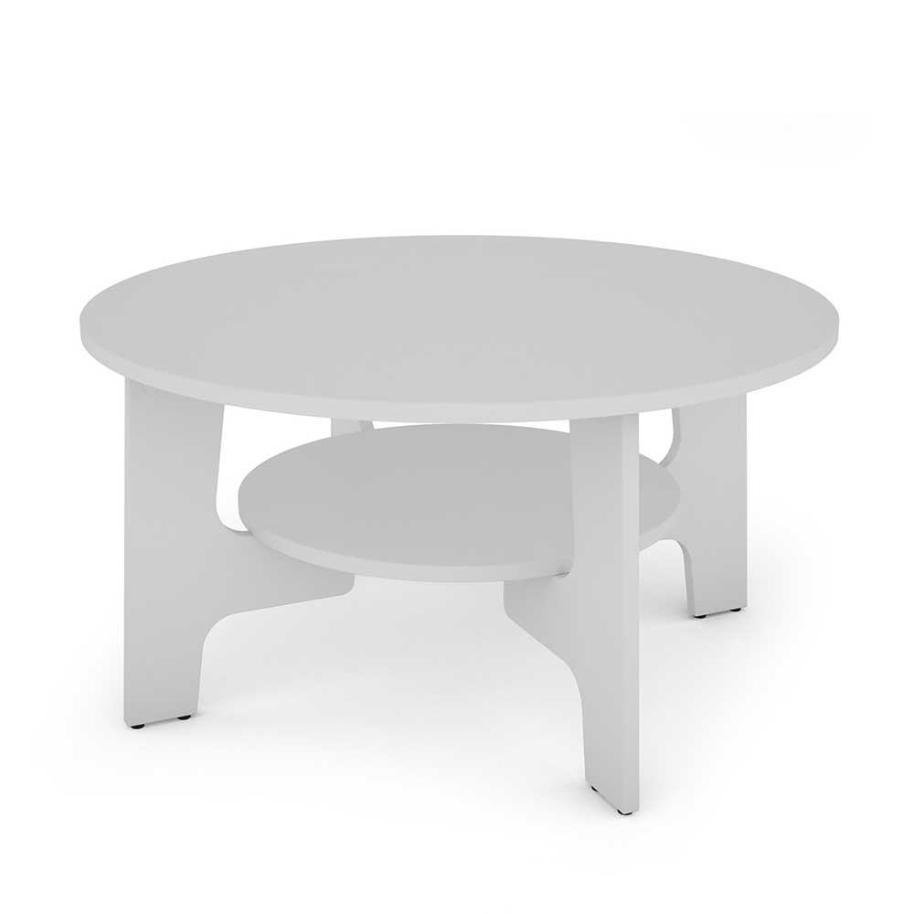 Weißer Couchtisch Paso in modernem Design mit runder Tischplatte