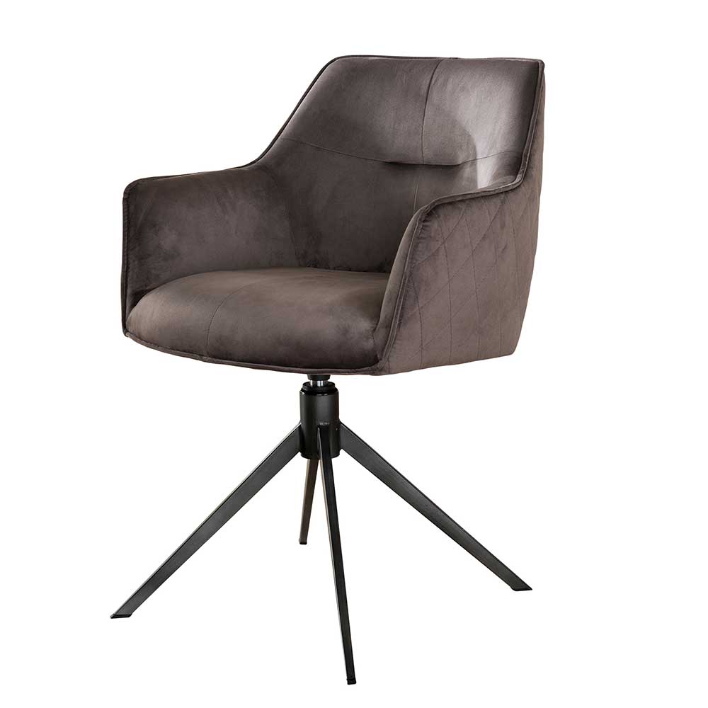 Drehbare Esstisch Stühle Medeos aus Samt und Metall mit 48 cm Sitzhöhe (2er Set)
