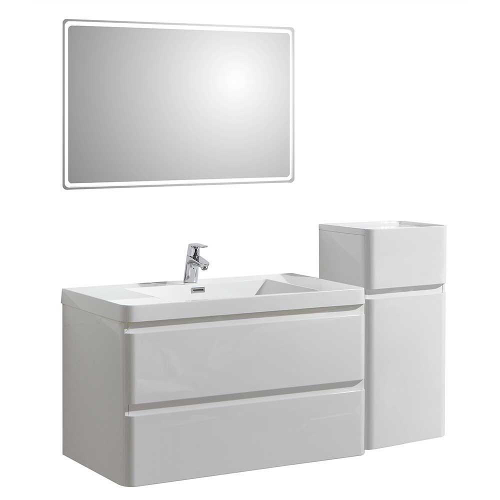 Hängendes Badezimmer Set Larienta in Weiß Hochglanz modern (dreiteilig)