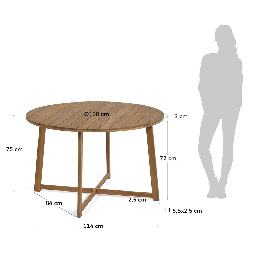 Runder Gartentisch Ackora aus Akazie Massivholz 120 cm breit
