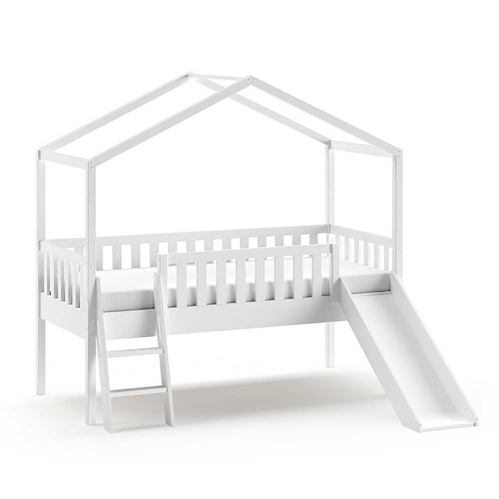 Kinderzimmerbett in Hausform Levirenas inklusive Leiter und Rutsche