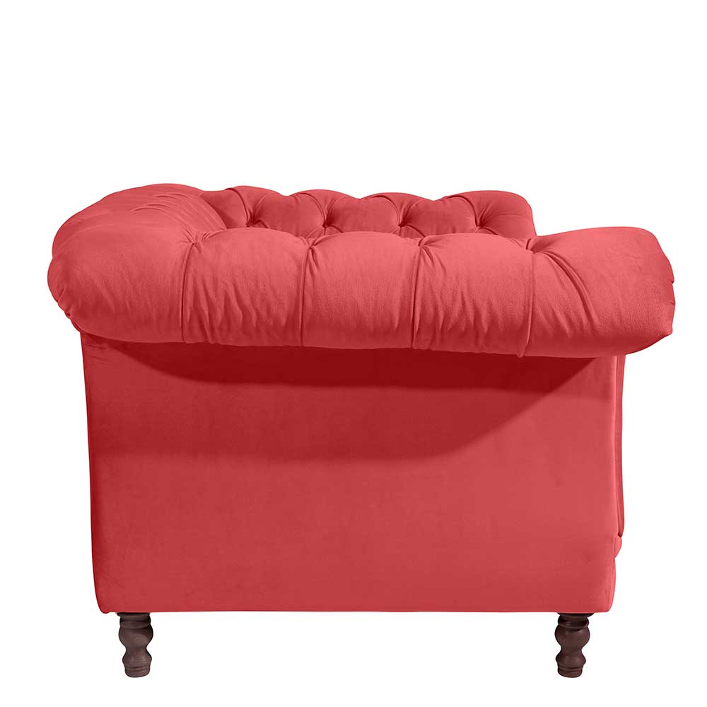 Roter XL Sessel Akper mit Samtvelours Bezug im Barockstil