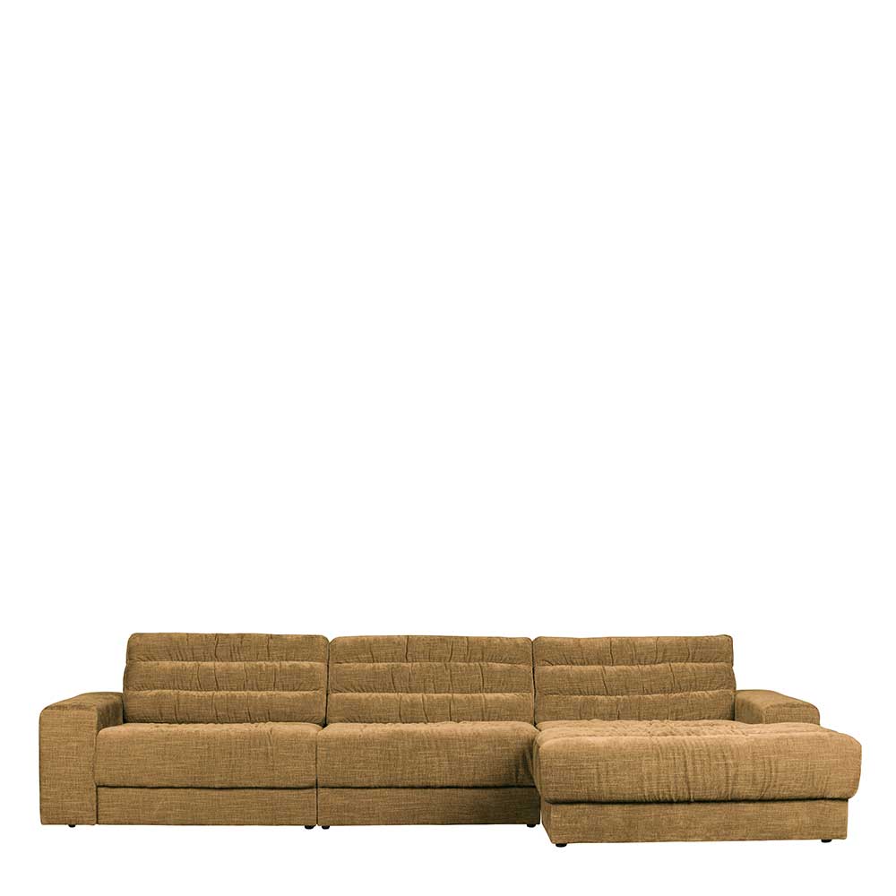 Moderne Sofa Eckgarnitur Irons in Goldfarben Strukturstoff mit Armlehnen