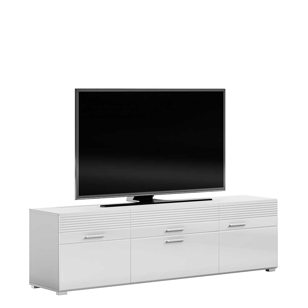 Hochglanz TV Lowboard Secilia in Weiß 185 cm breit