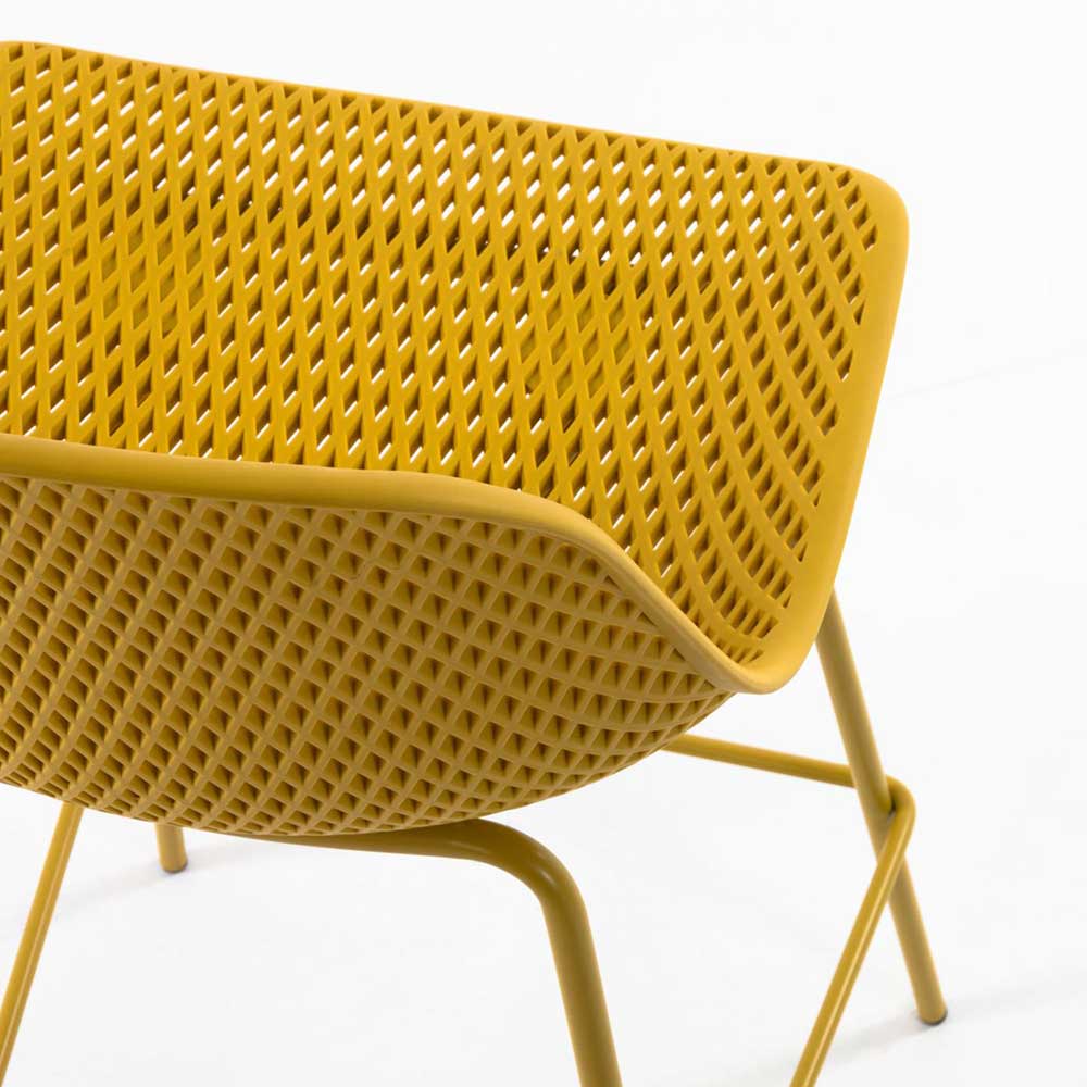 Barstühle Padmas in Gelb aus Kunststoff und Stahl (4er Set)
