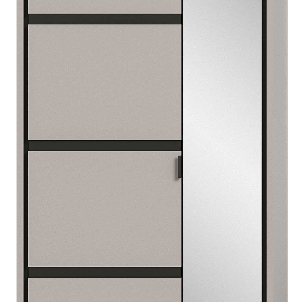 Dielenkleiderschrank Ristina in Grau und Schwarz mit Spiegeltür