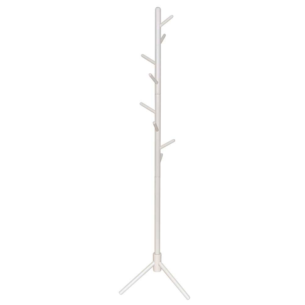 Weißer Holz Garderobenständer Adecias mit 8 Kleiderhaken 174 cm hoch