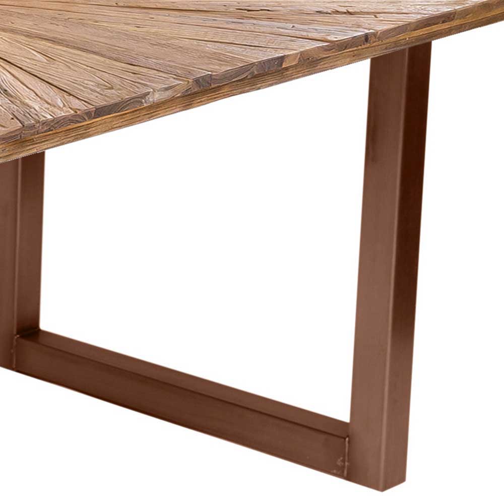 Moderner Tisch Juwan aus Recyclingholz mit Bügelgestell