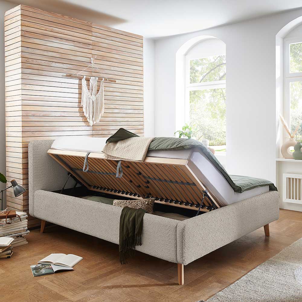 Stauraum Betten Mauricios in Beige und Eiche 48 cm Einstiegshöhe