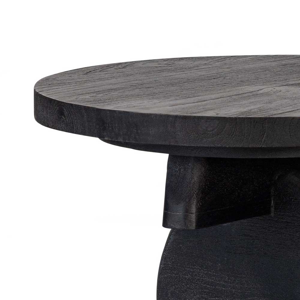 Schwarzer Design Beistelltisch Magan aus Mangobaum Massivholz 52 cm hoch