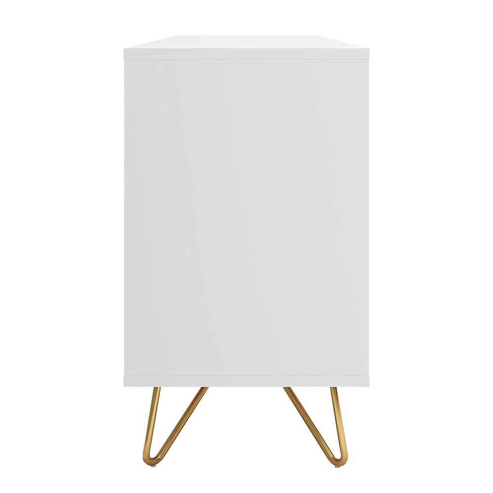 Sideboard Vabastien in Weiß und Goldfarben 150 cm breit