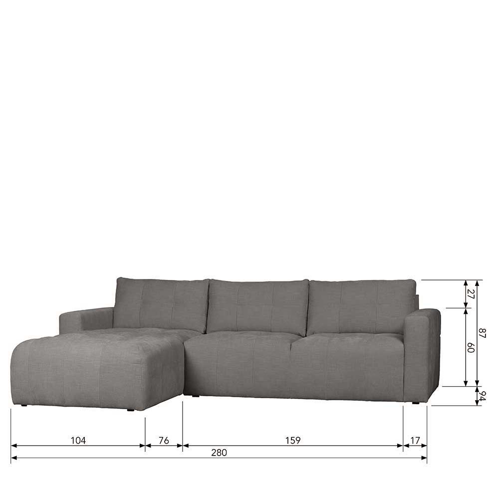 Graue Wohnzimmer Couch Registria in modernem Design mit Armlehnen