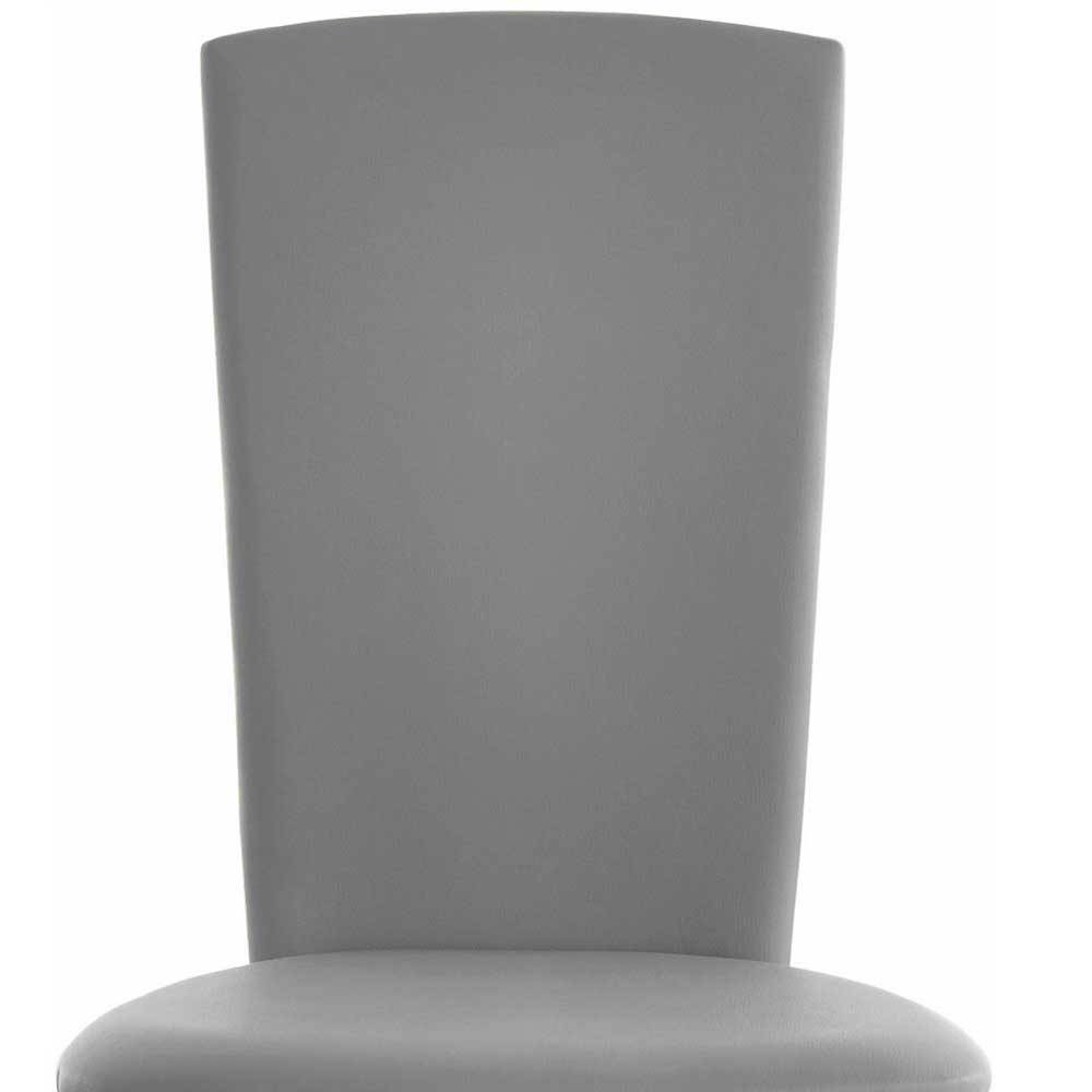 Esstisch Stühle Elcepago in Grau und Alufarben mit hoher Lehne (4er Set)