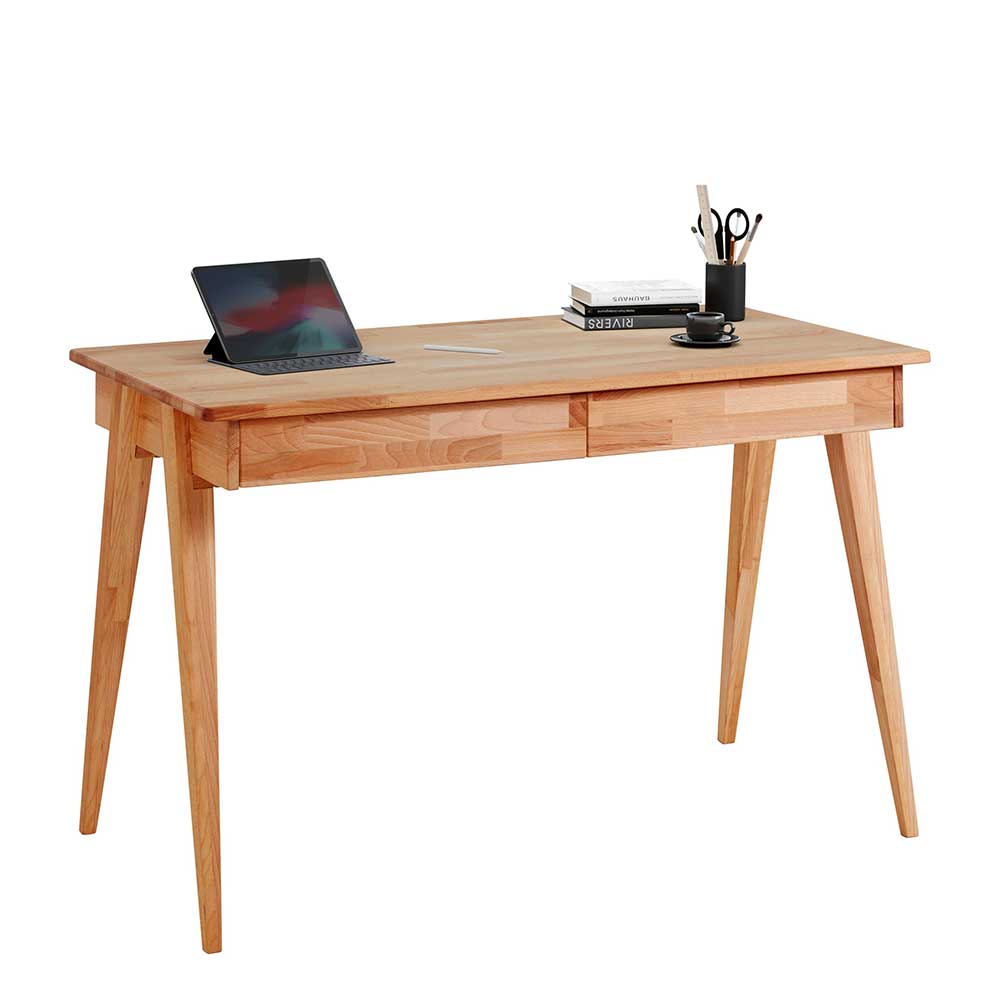 Holz Schreibtisch Light mit zwei Schubladen im Skandi Design