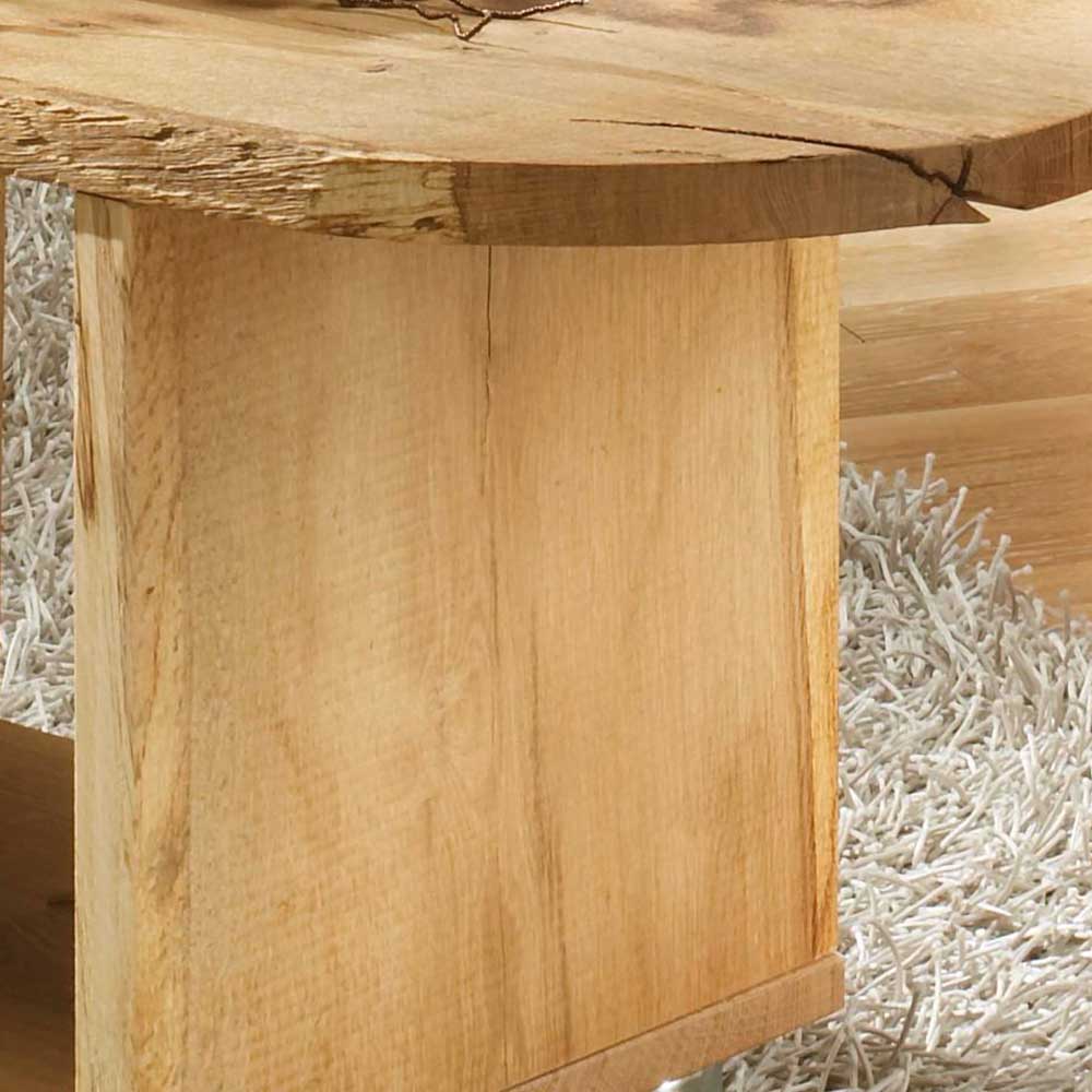 Wohnzimmertisch Foresta mit Rollen Baumkante Tischplatte