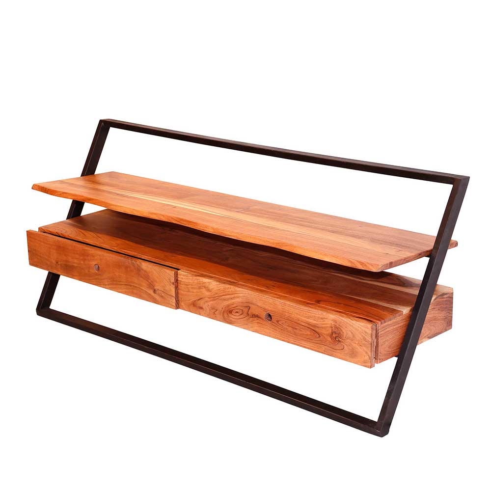 Design TV Möbel Nisida mit zwei Schubladen und natürlicher Baumkante